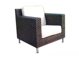 Point Dark Brown Rattan Arm Chair