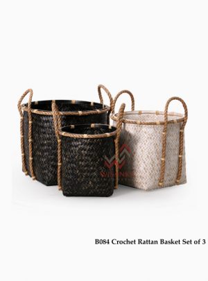 Crochet Rattan Basket Set of 3