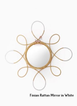 Finian Rattan Mirror in White