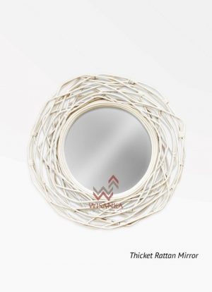 Thicket Rattan Mirror in White